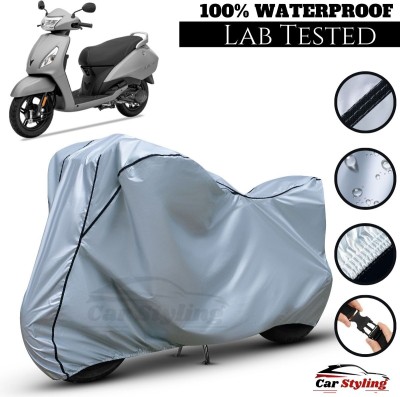 Car Styling Waterproof Two Wheeler Cover for TVS(Jupiter, Silver, Black)