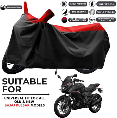 ZAQE Two Wheeler Cover for Bajaj(Pulsar 250 BS6, Black, Red)