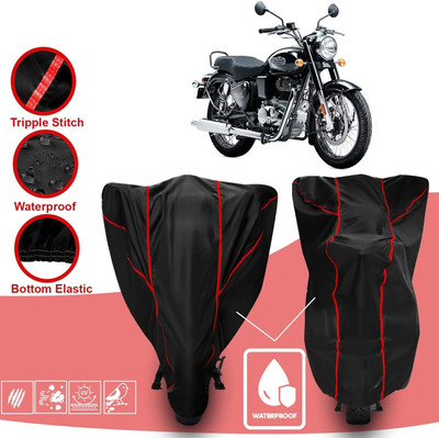 DeepShakshi AUTOMOTIVE Waterproof Two Wheeler Cover for Royal Enfield(Bullet 350, Red, Black)