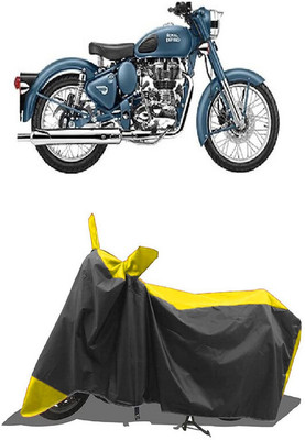 SUGASHRI Waterproof Two Wheeler Cover for Royal Enfield(Classic Squadron BS6, Yellow, Black)