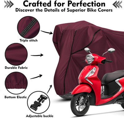 AutoGalaxy Waterproof Two Wheeler Cover for Yamaha(Fascino, Maroon, Black)