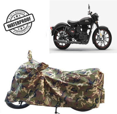 ROYAL AUTO MART Waterproof Two Wheeler Cover for Royal Enfield(Classic 350, Green, Multicolor)