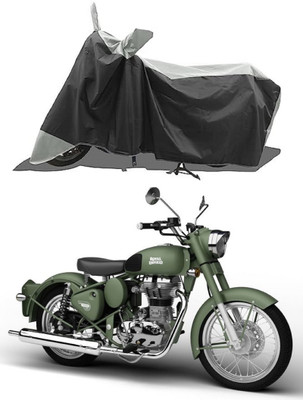 GROFATIK Two Wheeler Cover for Royal Enfield(Battle Green, Grey)