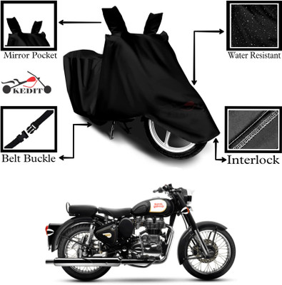 KEDIT Two Wheeler Cover for Royal Enfield(Bullet 350 New BS6, Black)