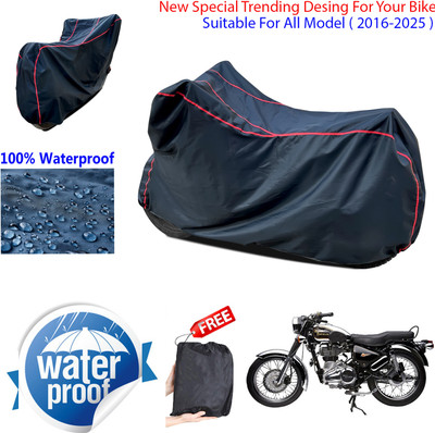 AUTOCAD Waterproof Two Wheeler Cover for Royal Enfield(Electra Delux, Black)
