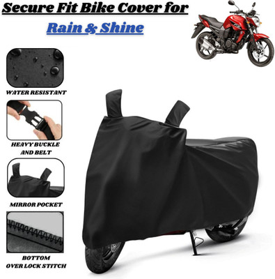 Delphinium Waterproof Two Wheeler Cover for Yamaha(FZ-S FI, Black)