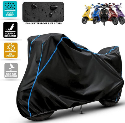 Amikan Waterproof Two Wheeler Cover for TVS(Pep Plus, Black, Blue)