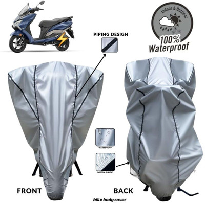 MADAFIYA Two Wheeler Cover for Suzuki(Burgman Electric, Silver, Black)
