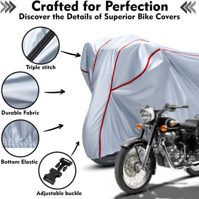 Shiv Kanha Waterproof Two Wheeler Cover for Royal Enfield(Bullet, Silver, Red)