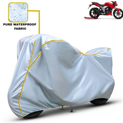 Delphinium Waterproof Two Wheeler Cover for TVS(Apache RTR 160 4V, Silver)