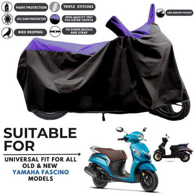 MADAFIYA Two Wheeler Cover for Yamaha(Fascino BS6, Black, Purple)