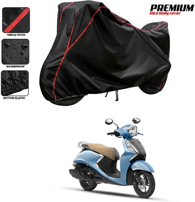 DeepShakshi AUTOMOTIVE Two Wheeler Cover for Yamaha(Fascino 125 FI, Black, Red)