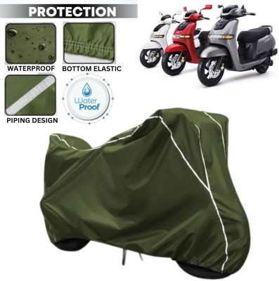 kerwa Waterproof Two Wheeler Cover for TVS(iQube, Green, White)