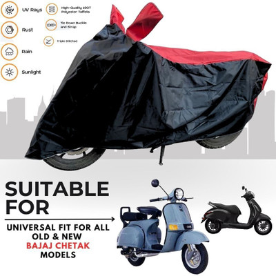 MADAFIYA Two Wheeler Cover for Bajaj(Chetak, Black, Red)
