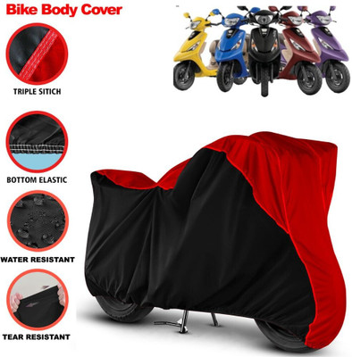 Grizzly Two Wheeler Cover for TVS(Pep Plus, Red, Black)