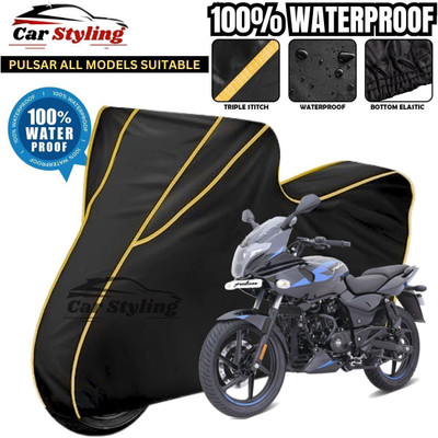Car Styling Waterproof Two Wheeler Cover for Bajaj(Pulsar 220, Black, Yellow)