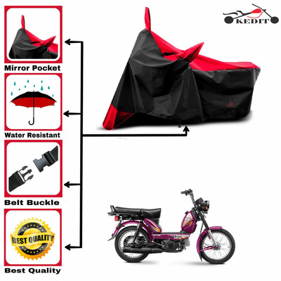 KEDIT Two Wheeler Cover for TVS(Heavy Duty Super XL, Red, Black)