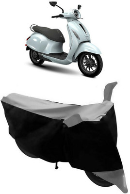 GANPRA Two Wheeler Cover for Bajaj(Chetak, Black, Grey)