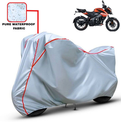 Delphinium Waterproof Two Wheeler Cover for Bajaj(Pulsar NS125, Silver, Red)