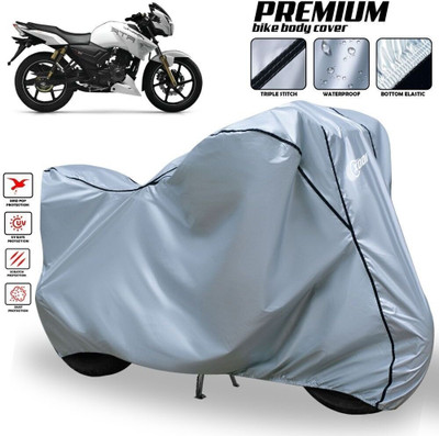 AutoGalaxy Waterproof Two Wheeler Cover for TVS(Apache RTR 180, Silver, Black)