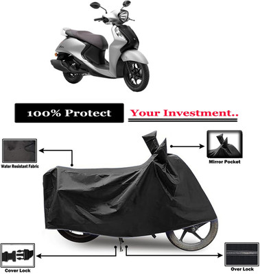 Amexride Two Wheeler Cover for Yamaha(Fascino 125 FI, Black)