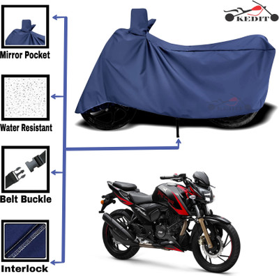 KEDIT Two Wheeler Cover for TVS(Apache RTR 200 4V, Blue)