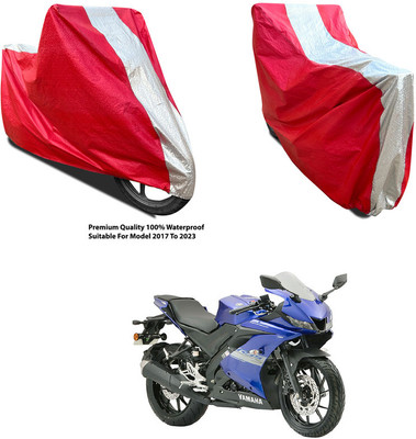 AutoGalaxy Waterproof Two Wheeler Cover for Yamaha(R15S, Silver, Red)