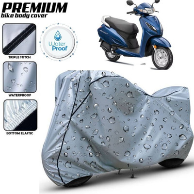 Delphinium Waterproof Two Wheeler Cover for Honda(Activa, Silver, Black)