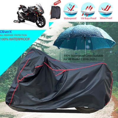 OliverX Waterproof Two Wheeler Cover for TVS(Apache RTR 160 4V, Black)