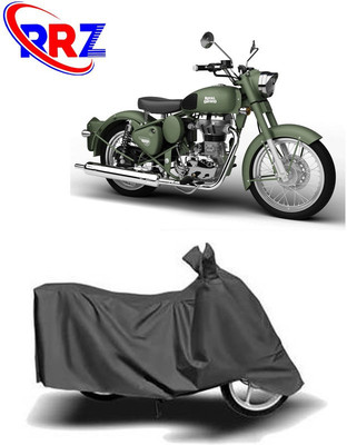 RRZ Waterproof Two Wheeler Cover for Royal Enfield(Battle Green, Grey)