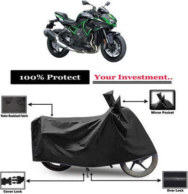 Amexride Two Wheeler Cover for Kawasaki(ZH2, Black)