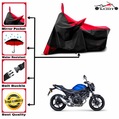 KEDIT Two Wheeler Cover for Suzuki(SV 650, Red, Black)