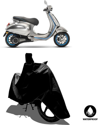 Amexride Waterproof Two Wheeler Cover for Vespa(Piaggio Elettrica BS6, Black)