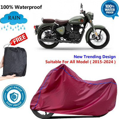 AUTOCAD Waterproof Two Wheeler Cover for Royal Enfield(Classic 350 Signals, Maroon)