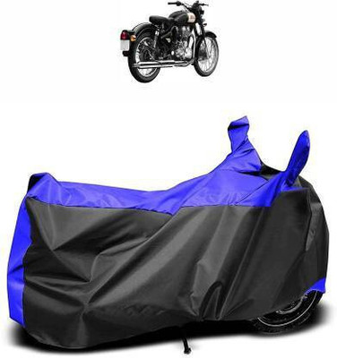 DeepShakshi AUTOMOTIVE Waterproof Two Wheeler Cover for Royal Enfield(Classic 350 Signals, Black, Blue)