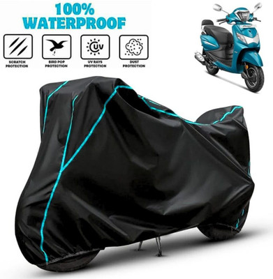 favy Waterproof Two Wheeler Cover for Hero(Pleasure Plus, Black, Blue)