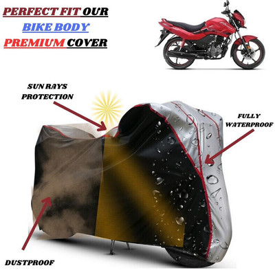 Delphinium Waterproof Two Wheeler Cover for Hero(Passion Xpro, Black, Silver)