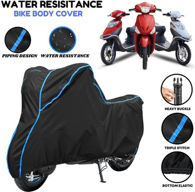 VOICO Waterproof Two Wheeler Cover for Hero Electric(Electric Scooter, Black, Blue)