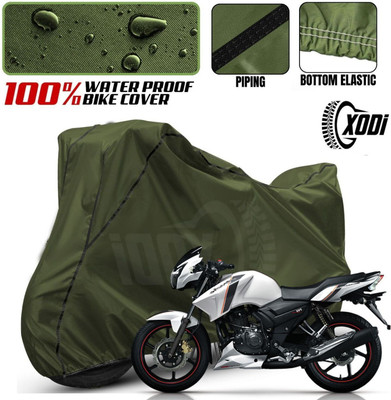 xodi Waterproof Two Wheeler Cover for TVS(Apache 150, Green, Black)