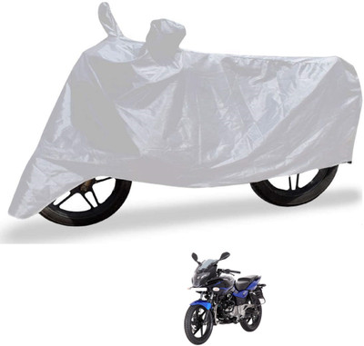 Auto Hub Waterproof Two Wheeler Cover for Bajaj(Pulsar 220F, Silver)