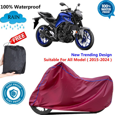 AUTOCAD Waterproof Two Wheeler Cover for Yamaha(MT 03, Maroon)
