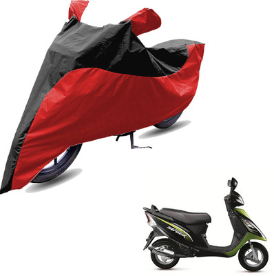 RiderShine Two Wheeler Cover for TVS(Scooty Streak, Red, Black)