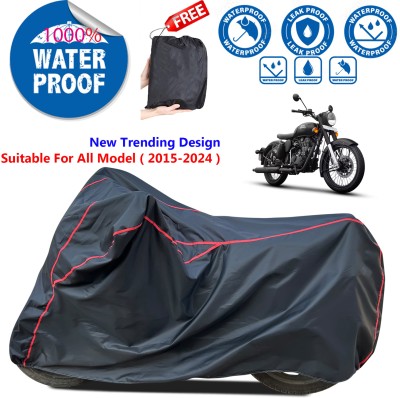 AutoGalaxy Waterproof Two Wheeler Cover for Royal Enfield(Classic Stealth Black, Black)