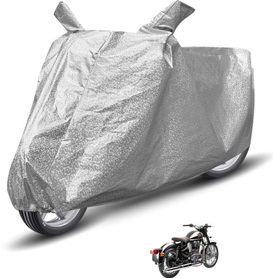 MOCKHE Waterproof Two Wheeler Cover for Royal Enfield(Classic Chrome, Silver)