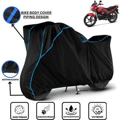 LE PRA Waterproof Two Wheeler Cover for Hero(Passion Plus, Black, Blue)