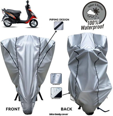 MADAFIYA Two Wheeler Cover for TVS(Scooty Pep Plus, Silver, Black)