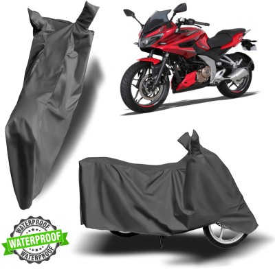 ROYAL AUTO MART Waterproof Two Wheeler Cover for Bajaj(Pulsar 250, Grey)