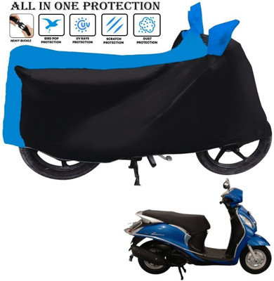 AUTOCAD Waterproof Two Wheeler Cover for Yamaha(Fascino BS6, Black, Blue)