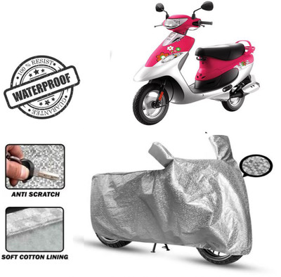 ROYAL AUTO MART Waterproof Two Wheeler Cover for TVS(Scooty Pep Plus, Silver)