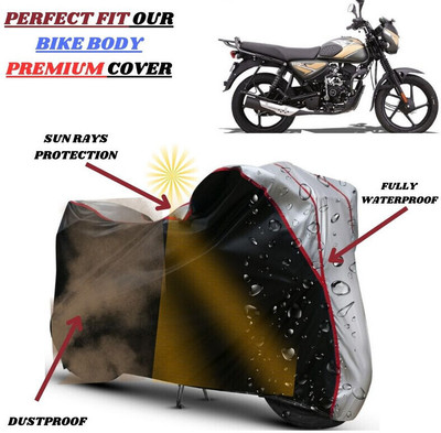 kerwa Waterproof Two Wheeler Cover for Bajaj(CT110, Black, Silver)